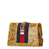 グッチ シルヴィ ミニ パイソン チェーン ショルダーバッグ 494646 イエロー マルチカラー レザー レディース GUCCI 【中古】